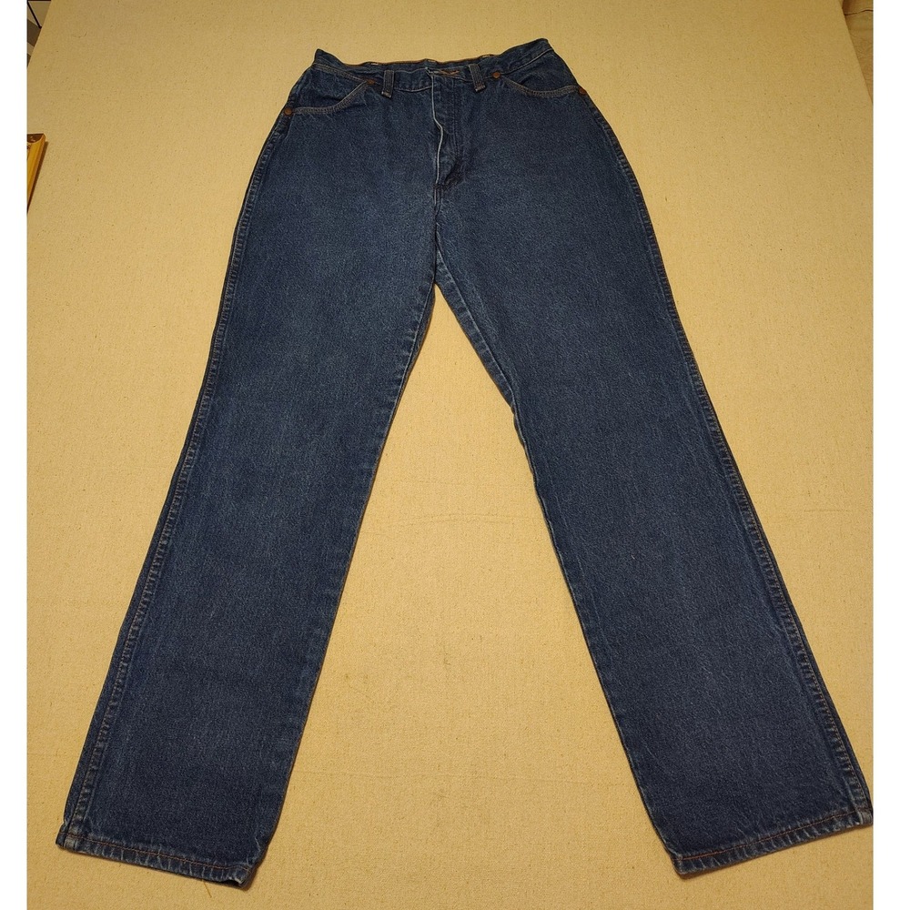 Wrangler Vintage High Waisted Straight Leg Jeans Dark Wash Made in USA 12 T